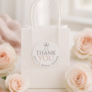 Doodle-Weingläser Danke Brautparty Runder Aufkleber