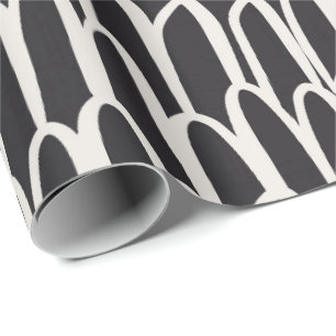 Doodle-Wellen-Mudcloth-Mod geometrisch schwarz Geschenkpapier