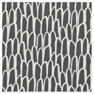 Doodle-Wellen-Mudcloth-Mod geometrisch schwarz Stoff