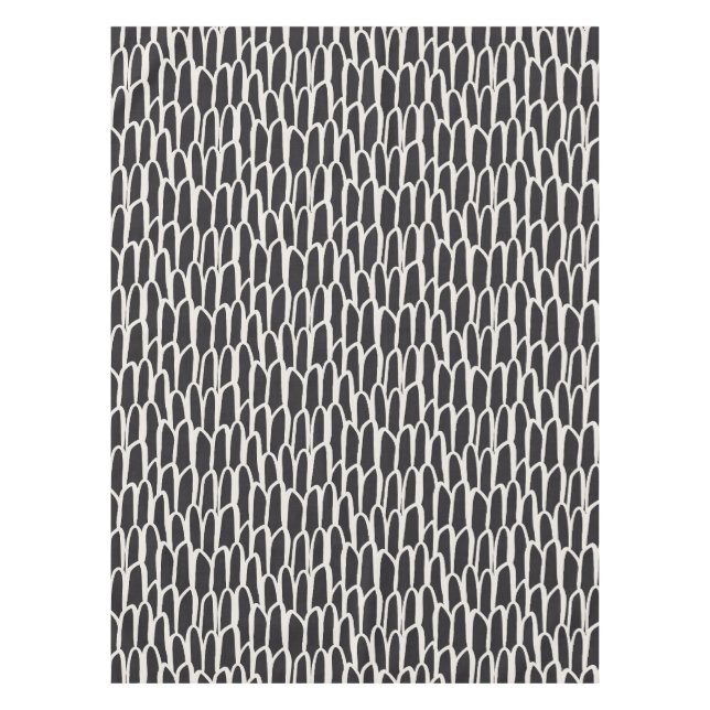 Doodle-Wellen-Mudcloth-Mod geometrisch schwarz Tischdecke (Vorderseite)