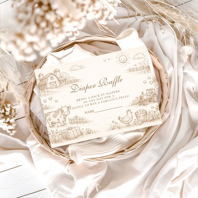 Doodle Whimsical Country Farm Diapper Raffle Begleitkarte (Von Creator hochgeladen)