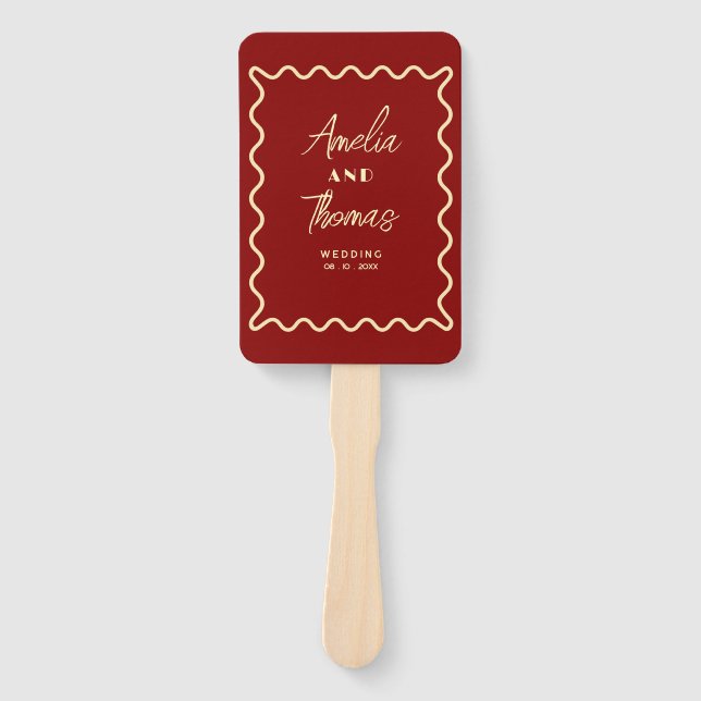 Doodle Whimsical Retro Elegante Hochzeit  Fächer (Vorderseite)