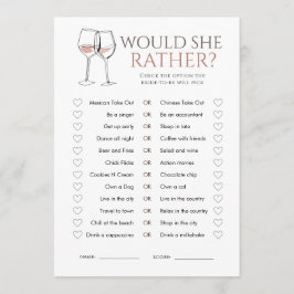 Doodle Wine Would She Rather Bridal Shower Game Einladung