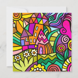 Doodle-Wunderland abstrakte Landschaftsszene Einladung