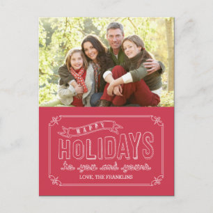 Doodled Banner Holiday Foto Card Postkarte
