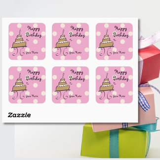 Doodled Birthday Cake Birthday Sticker