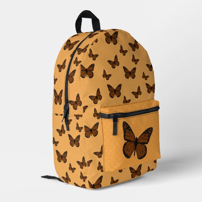 Doodled Monarch Bedruckter Rucksack (Rückseitige Ecke links)