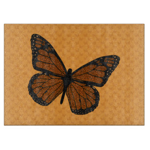 Doodled Monarch Glass Cutting Board Schneidebrett