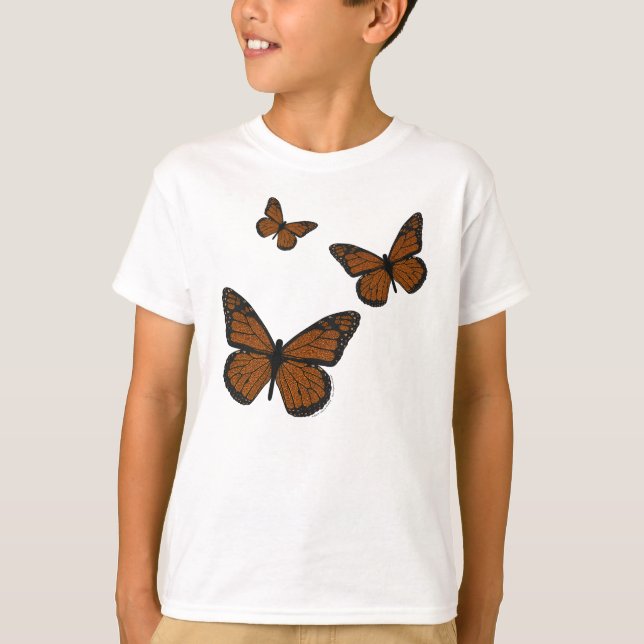 Doodled Monarch Kid's and Baby Light Shirt (Vorderseite)