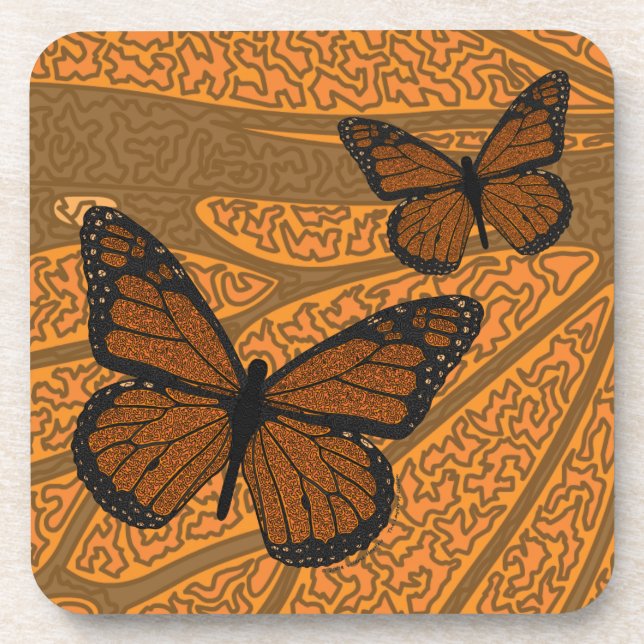 Doodled Monarch Square Untersetzer (Vorderseite)