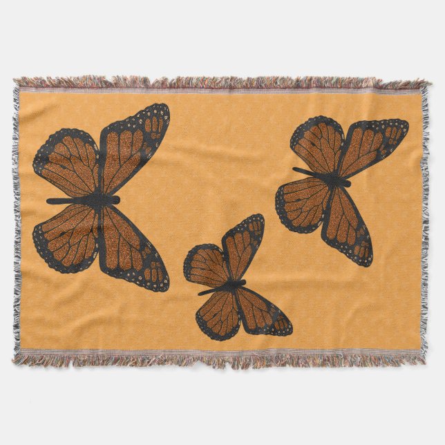 Doodled Monarch Throw Blanket Decke (Vorderseite)