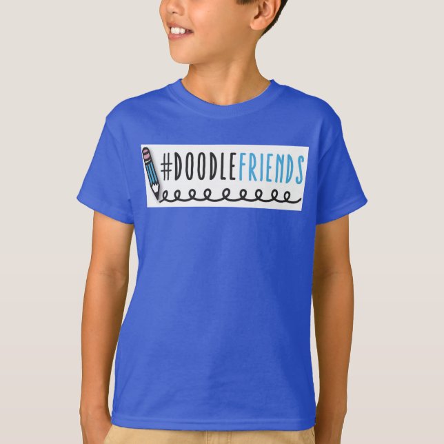 #DoodleFriends - T - Shirt für Kinder mit schwarze (Vorderseite)