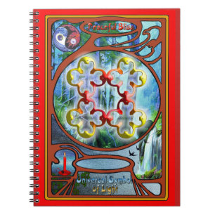 Doodlen auf dem Symbol des Friedlichen Bliss Notizblock