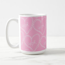 Doodles Black Hearts Valentines Day Pink Kaffeetasse