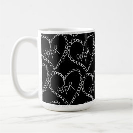 Doodles Black Hearts Valentines Day Pink Kaffeetasse