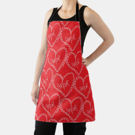 Doodles Black Hearts Valentines Day Red Schürze