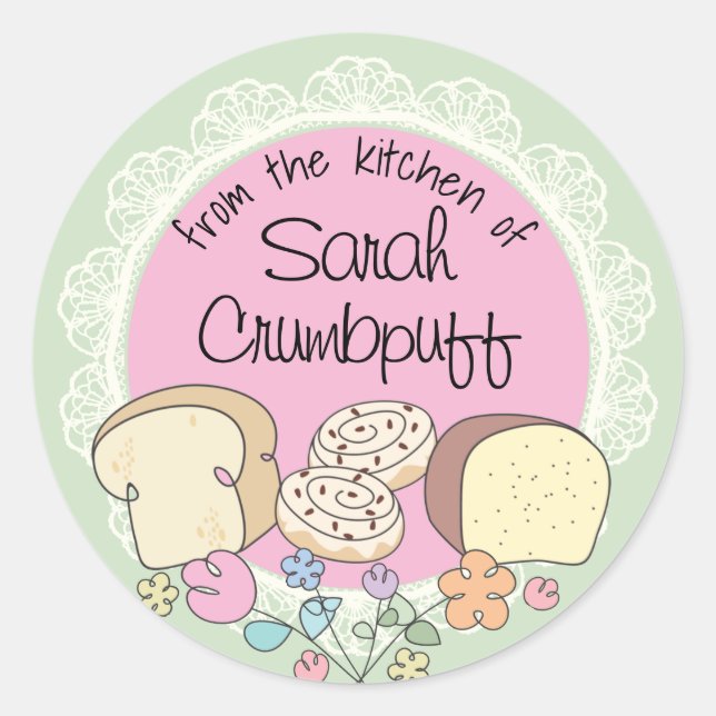 Doodles Brot Zimtwürfel aus der Küche Runder Aufkleber (Vorderseite)