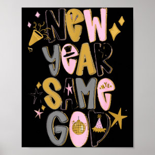 Doodles Frohes Neues Jahr Gleicher Gott 2026 Chris Poster