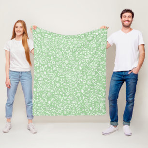 Doodles! Fun Sage Green Blanket Fleecedecke