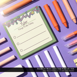 Doodles für Musikfans: Liste für Kinder erstellen Post-it Klebezettel