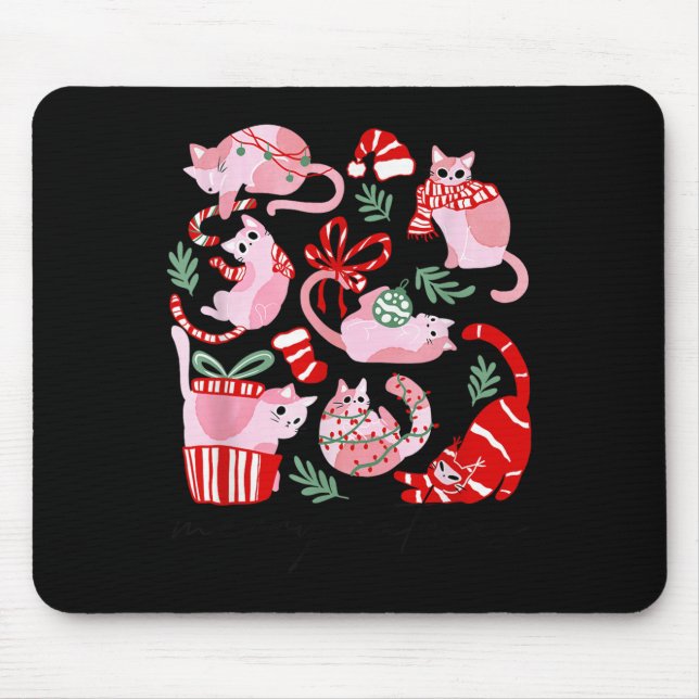 Doodles Merry Catmas Christmas Funny Cat Lover Xma Mousepad (Vorne)
