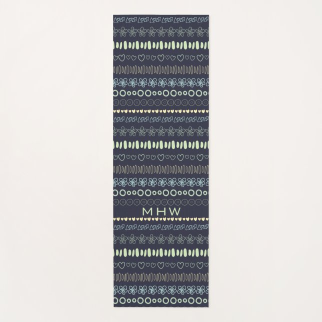 Doodles Muster Maßgeschneiderte Yogmatte für Monog Yogamatte (Vorderseite)