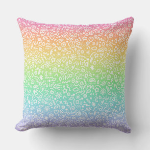 Doodles! Rainbow Throw Kissen