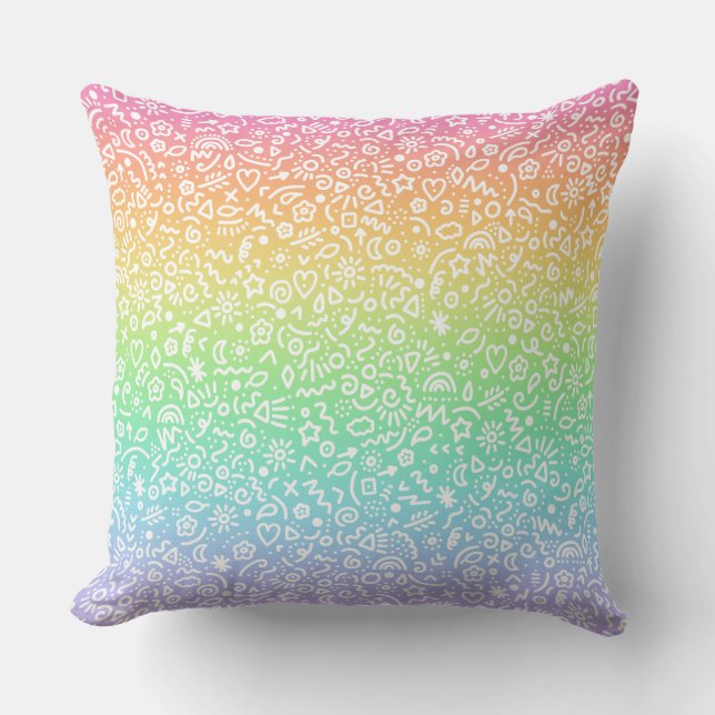 Doodles! Rainbow Throw Kissen (Vorderseite)
