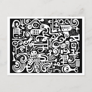 Doodles Schwarz und Weiß Postkarte