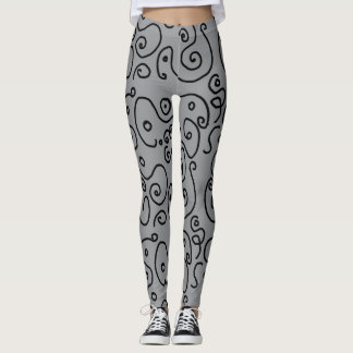 doodles Schwarzweißmuster Leggings