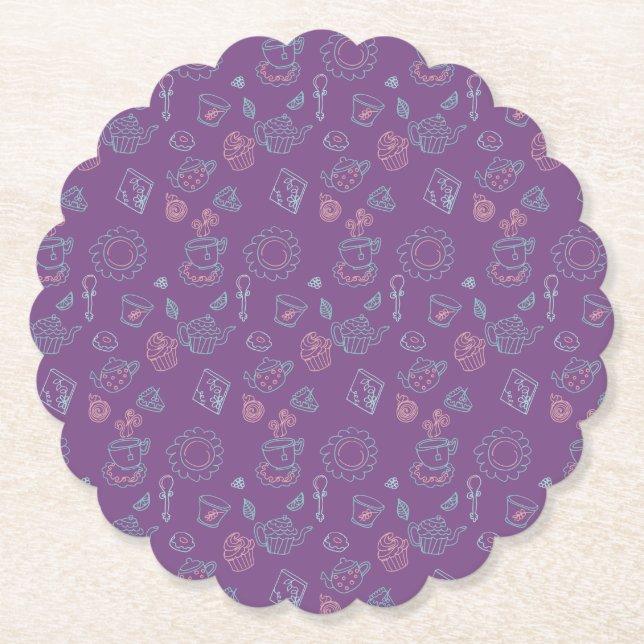 Doodles Tee Party Farbenfroh Whimiscal Untersetzer (Vorderseite)