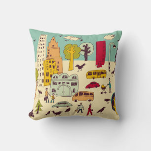 Doodles urbane Parklandschaft beim Spaziergang Far Kissen