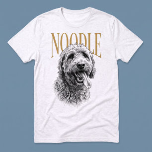 Doodlet Monochrome Haustier Skizze Gold Name Tri-Blend Shirt