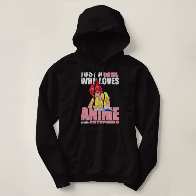 Doodling Sketching japanische Manga Kawaii Girls G Hoodie (Design vorne)