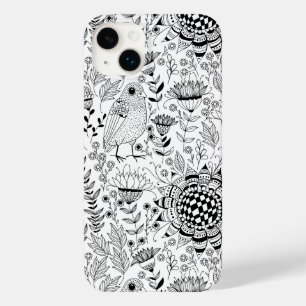 Doodmuster für Vögel und Blume Case-Mate iPhone Hülle
