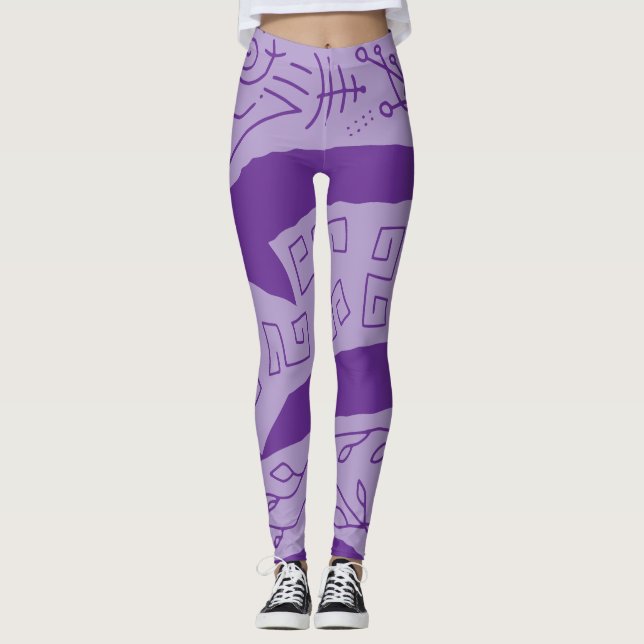 Doodwellen lila leggings (Vorderseite)
