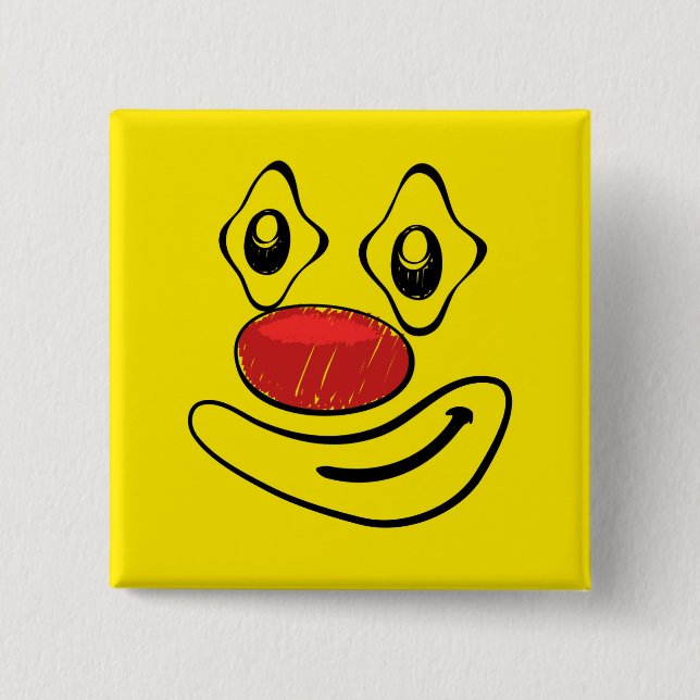 Doof Clown-Gelb-Gesicht Button (Vorderseite)
