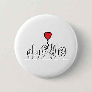 Doof, gebarentale Liebe - Leben. Ik hou van je. Button