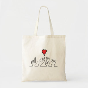 Doof, gebarentale Liebe - Leben. Ik hou van je. Tragetasche