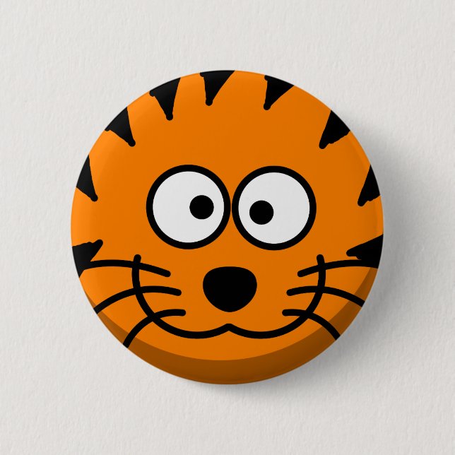 Doof orange und schwarzer gestreifter Tiger Button (Vorderseite)