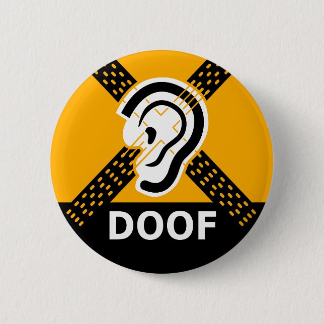Doof Slechthorend Waarschuwing Button (Vorderseite)