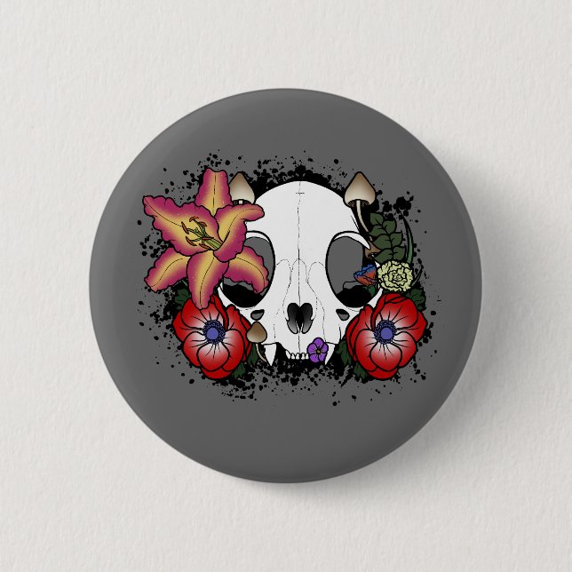 Doom and Bloom Cat Skull Button (Vorderseite)