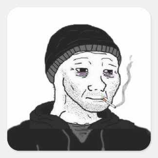 Doomer-Wojak-Aufkleber Quadratischer Aufkleber