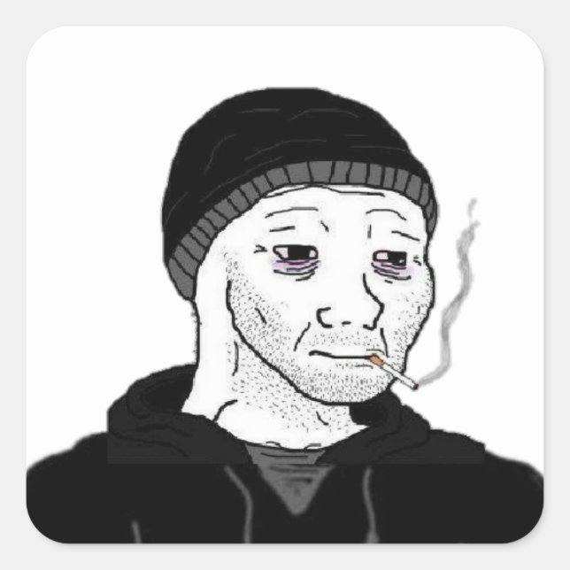 Doomer-Wojak-Aufkleber Quadratischer Aufkleber (Vorderseite)