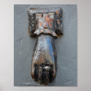 Door Brass hand zu knocker Poster
