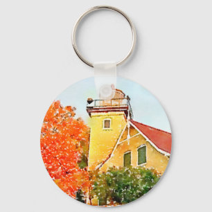 Door County Eagle Täuschungs-Leuchtturm-Aquarell Schlüsselanhänger