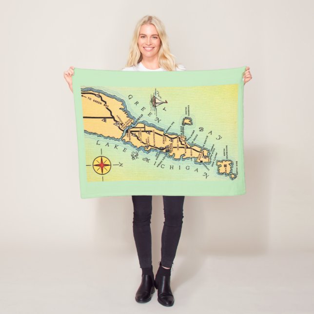 Door County Vintage-Karten-Fleece-Decke Fleecedecke (Beispiel)