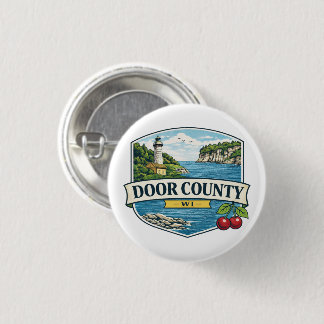 Door County, WI Leuchtturm und Lake Michigan Magne Button