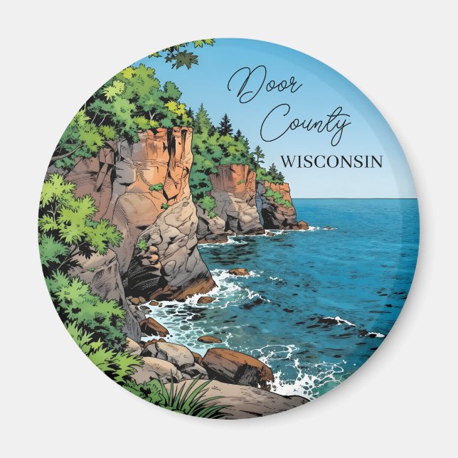 Door County, Wisconsin Illustration Lake Michigan Magnet (Vorne)