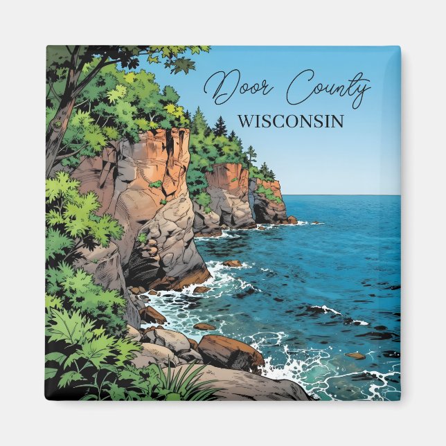 Door County, Wisconsin Illustration Lake Michigan Magnet (Vorne)